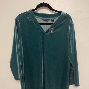 Women's‎ Lands End Velvet Tunic VNeck Top NWT XL Green